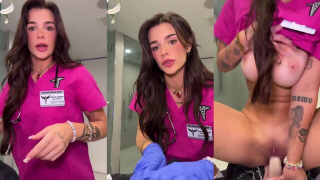 The naughty nurse gives you a hot blowjob with her mouth