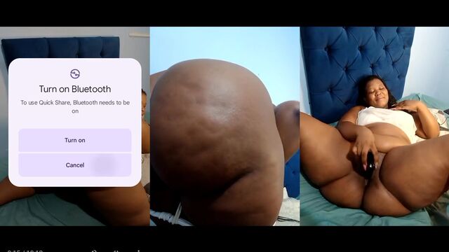 A fat woman plays with her pussy using a sex toy