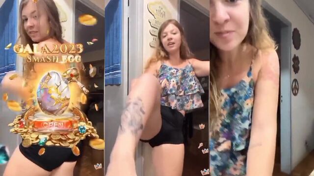 A tasty woman showing her tattoo live on Bigo and dancing