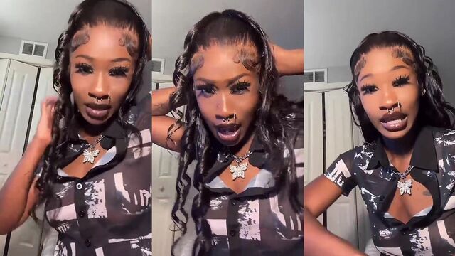 Dark-skinned slut performing on TikTok Live