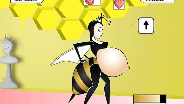 The Bee Queen tried to gently calm down the small Powerman to soften him