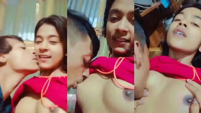 A hot village girl with small boobs gets her boobs sucked