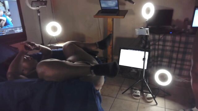 Skinny ebony with squirting pussy fucked by a black guy in Texas