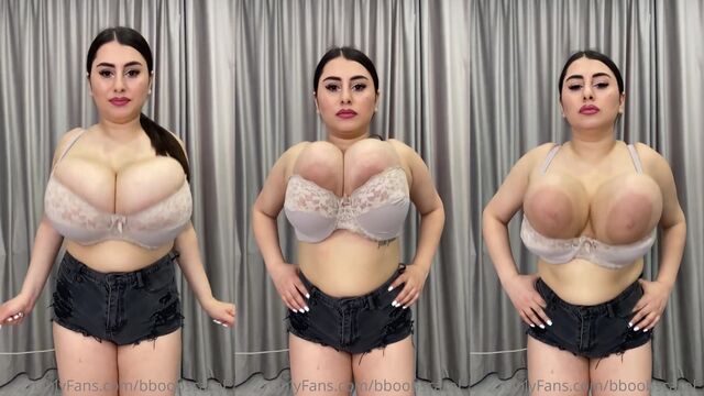 Big boobs fall out of the cleavage in the fitting room scene