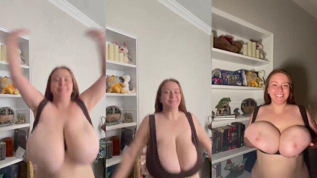 The true jumping jacks action, not a fake one, with big boobs