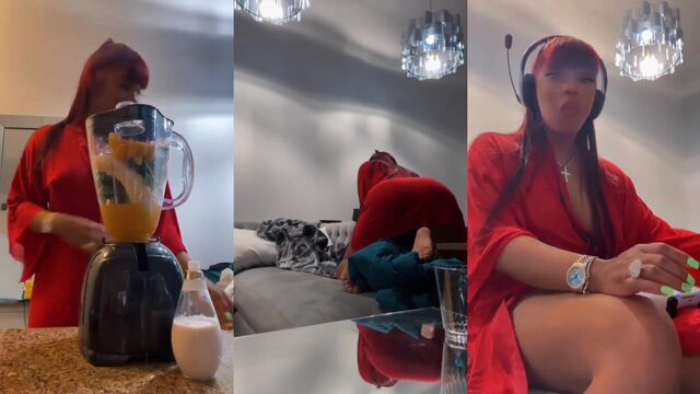 A juicy ass is being spanked on an IG live show