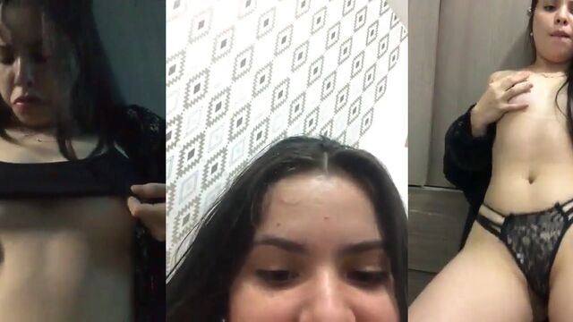 A very nice young woman having fun with her boyfriend on camera