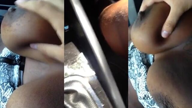 Big black boobs are being felt up and squeezed hard