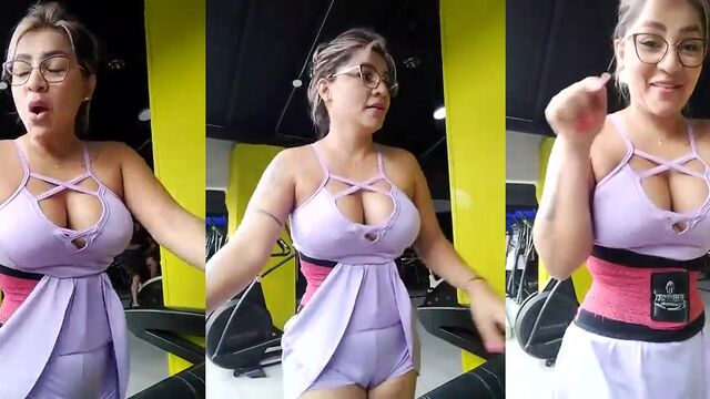 The man fucked Diana in the gym, who was showing herself