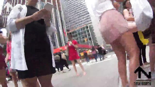 Dancing in a tight red dress without panties