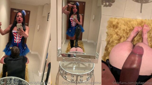 Aylla Gatina from the side making boy delirious with big cock