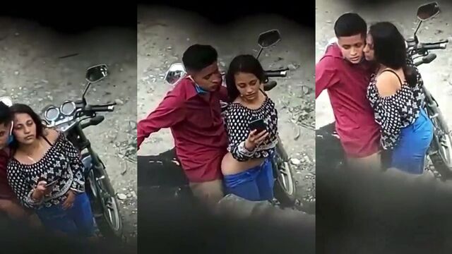 A guy met his girlfriend in the park for outdoor sex
