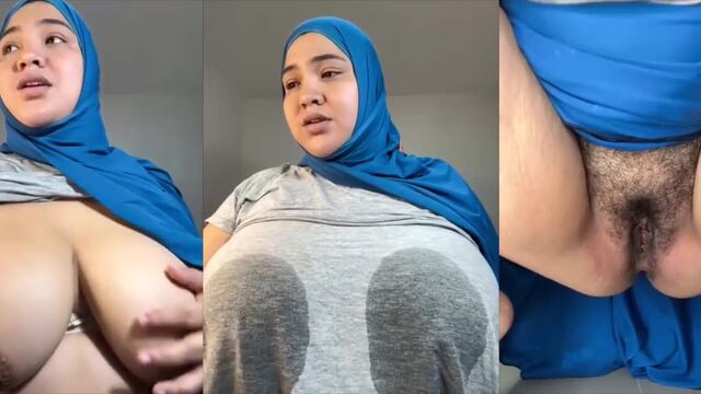 Hot Arab hijab girl fucked by a big dildo