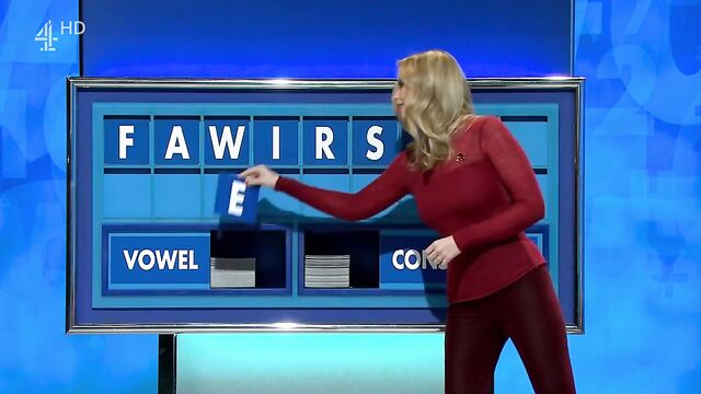 Rachel Riley takes the Jerk Off Challenge wearing a tight ass dress and leggings