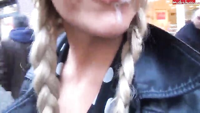 Public cumshot with sexy girl Lena Loch and her amazing body