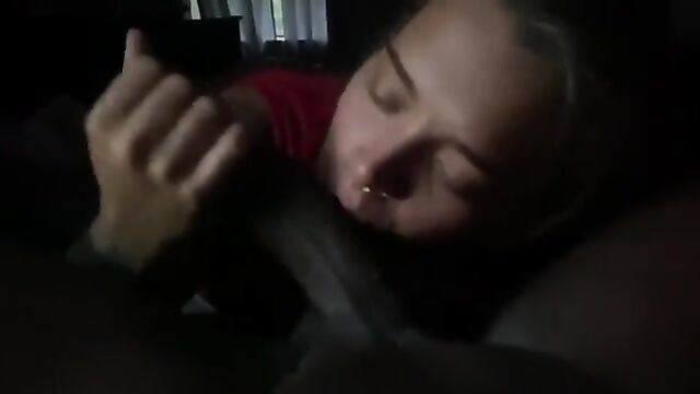 Blonde amateur gives her head for a black cock