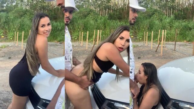 Amateur sex with Stheffany Brito in the car, pure passion