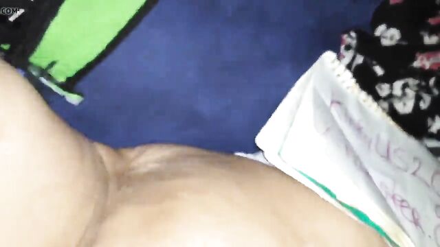 A girl warms up her pussy before giving a blowjob to her boyfriend