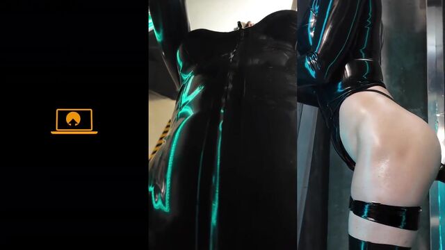 The girl with the dick in her ass hole in a tricky situation