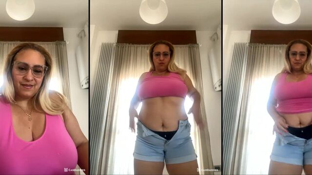 Hot mom with huge boobs masturbates and squirts milk from them