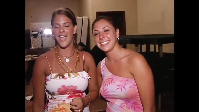 Two girls have a good time at the spring break