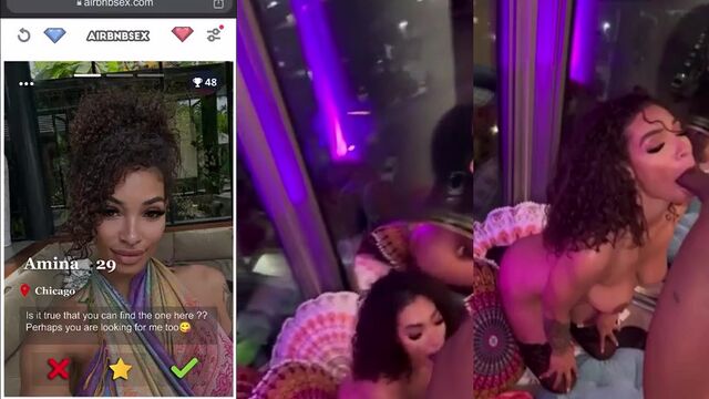A busty Latina girl sucks a big black cock with great pleasure