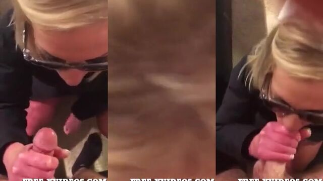 A blonde with glasses has long been without sex and met someone