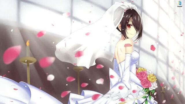 Аниме девушка Tokisaki Kurumi в свадебном платье - живые обои для Wallpaper Engine