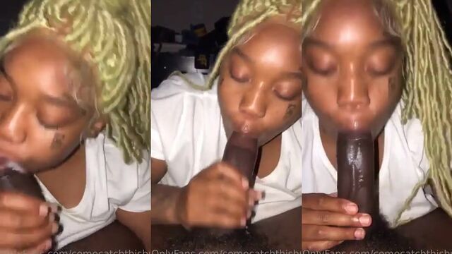 Ebony girl with a messy head, she ain't want it down her throat