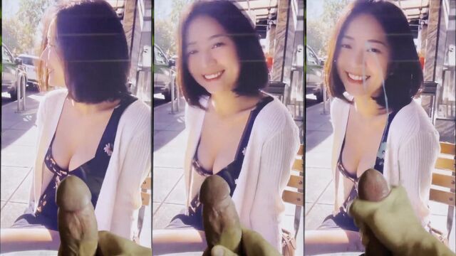 Asian girl receives a sticky cum tribute, showcasing intense pleasure and uncontrolled reactions