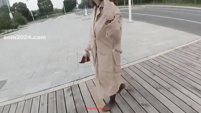 Public walking with an Asian naked lady