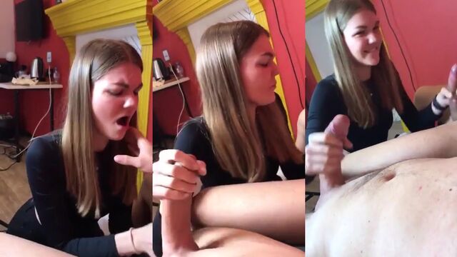 Amateur blowjob and double facial with a twist