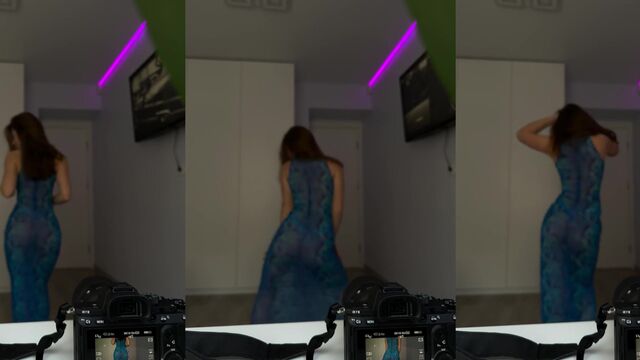 Sensual twerk in the library with striking red lingerie
