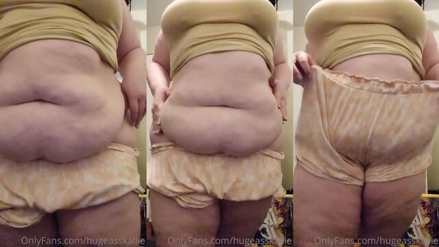 Juicy BBW Kallie fucks passionately, showing her big belly in action