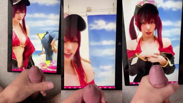 Enako got her face covered with cum in bukkake style