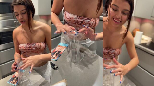 Bukkake scene with a bunch of guys cumming on a girl’s face