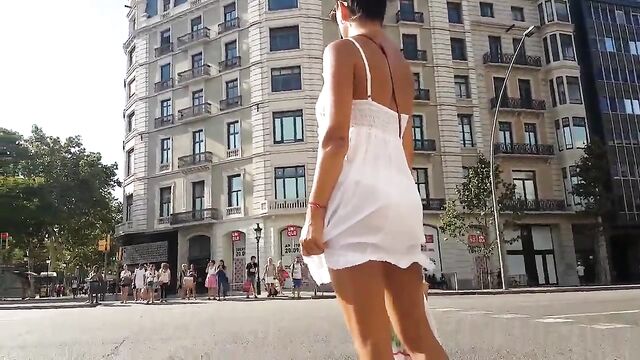 Dress lifted by wind, oh no :D Very windy weather