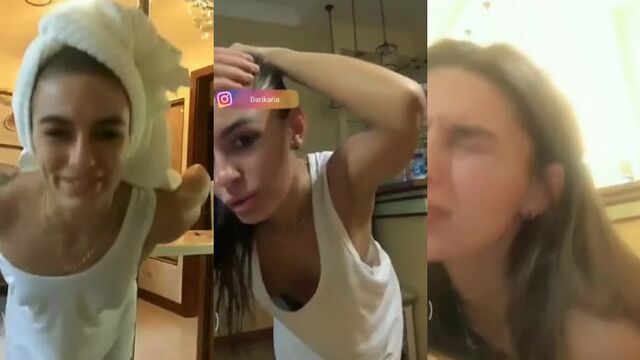 Russian beauty has a small white nip slip
