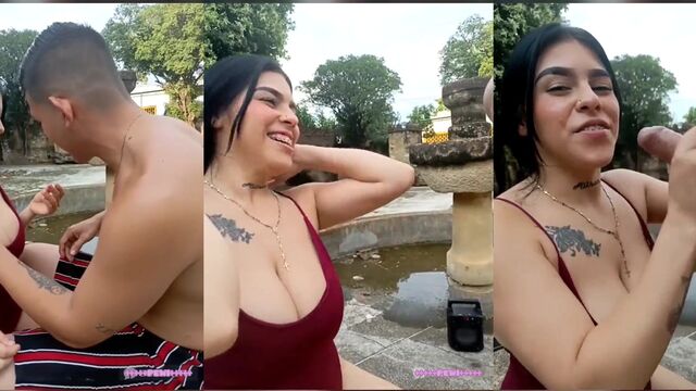 A guy got his dick wet in the rain while fucking outdoors