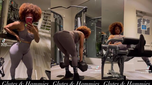 Fit girl is working out and showing her beautiful body