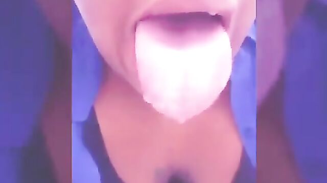 Spit and tongue fetish with a goth girl