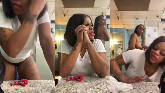 A hot stripper is changing clothes in the locker room