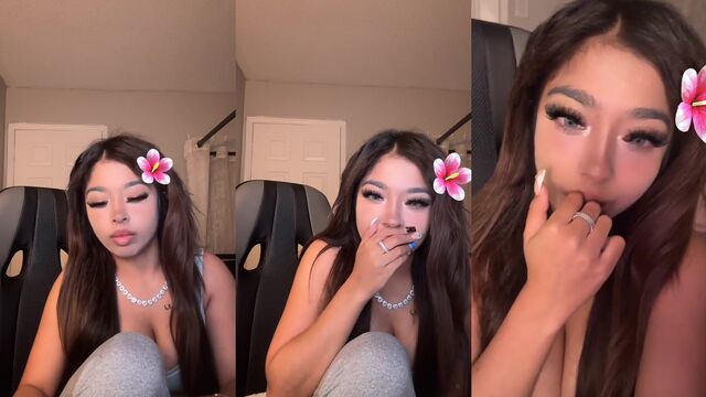 The guy masturbates his cock on TikTok live archive