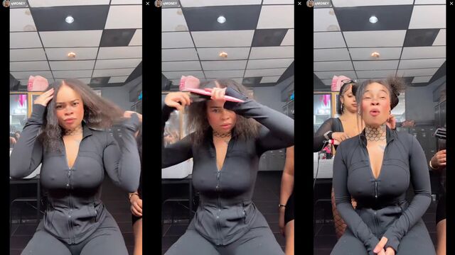 A stripper is performing a striptease in the locker room on TikTok Live