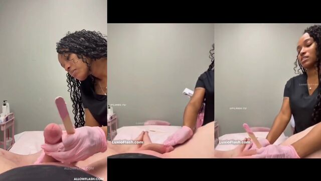 A beautiful ebony girl got her dick waxed by a master in this hot video