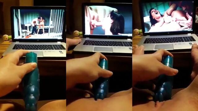 Peruvian Fabiola masturbating while watching adult videos, a true sexual addict