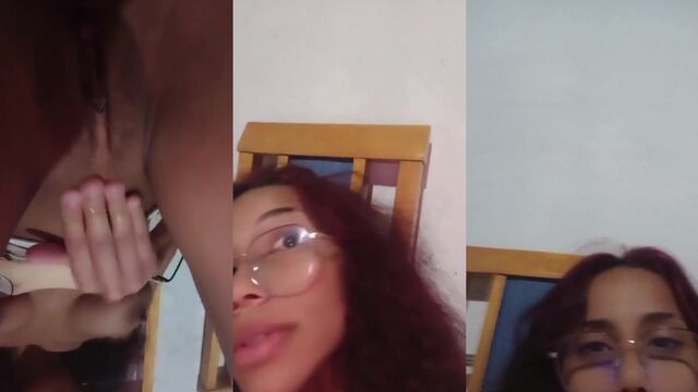 A pretty young woman is having fun in a passionate way