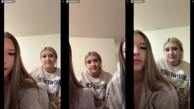 Brat girls sucking lollipops and popsicles in a TikTok live stream