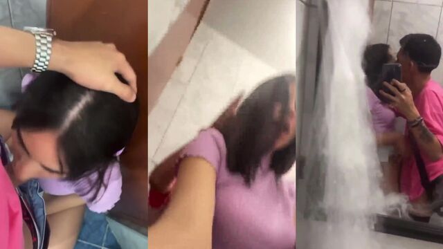 A guy fucked his ex-girlfriend in the bathroom of a discotheque