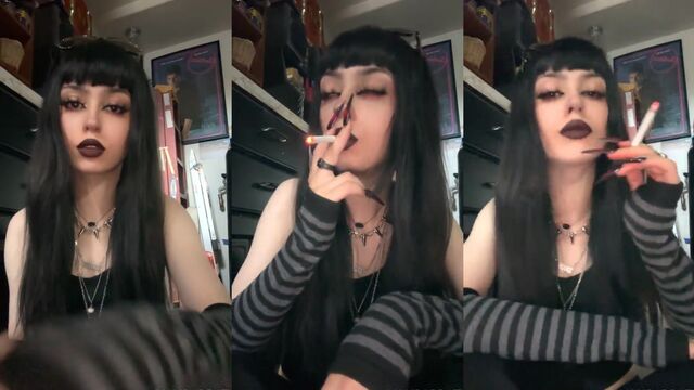 Goth girl’s feet get worshipped and humiliated in nylons